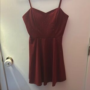City Triangles Burgundy Dress with Gold Accents